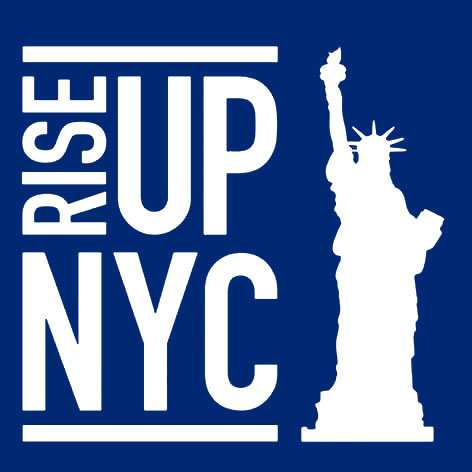 Rise Up Logo on blue background