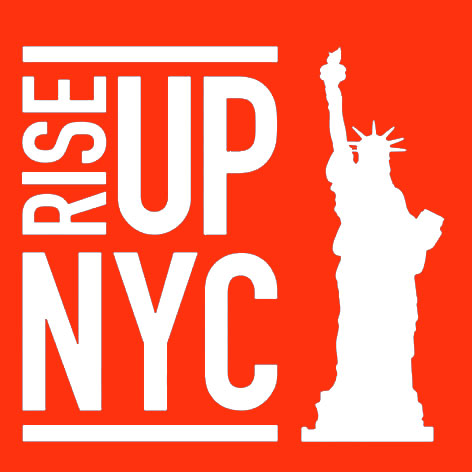 Rise Up Logo on red background